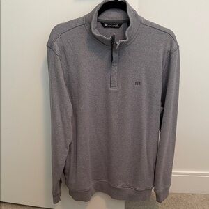 Travis Mathew Men's Heather Gray Quarter-Zip Sweater